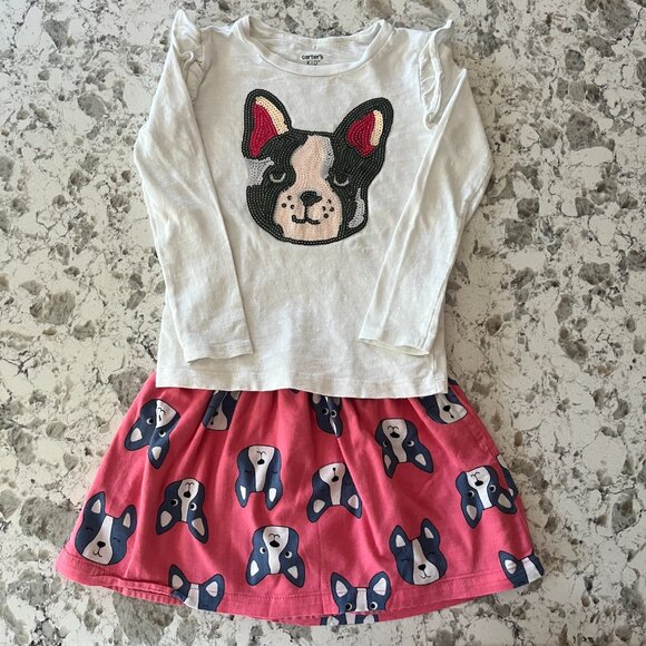 Carters sequin frenchie set sz 4-5 - Picture 2 of 11